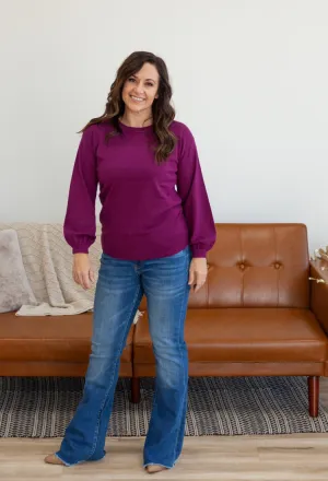 Sophia Classic Sweater in Magenta