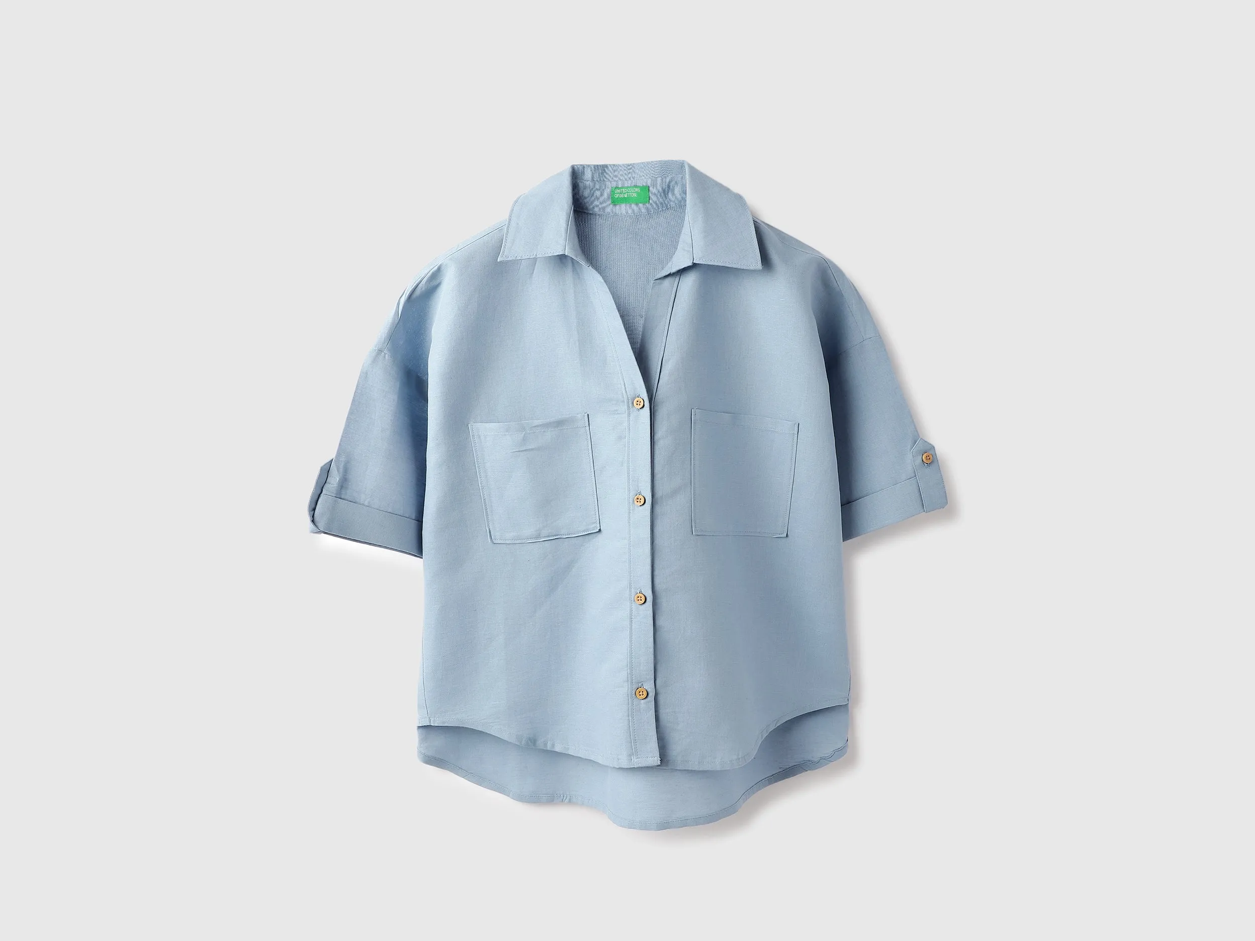 Spread Collar Solid Stylised Shirt