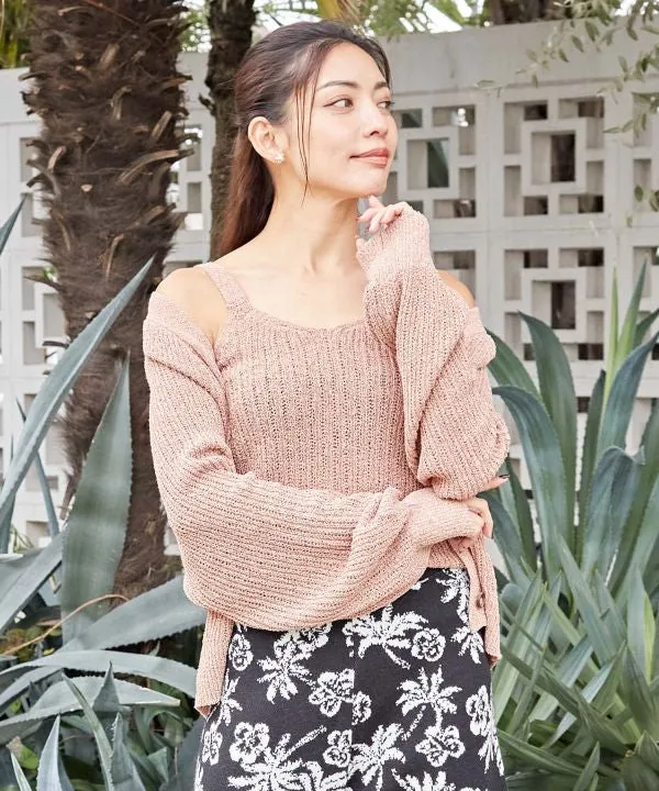 Spring Knit Camisole Tank and Cardigan Set