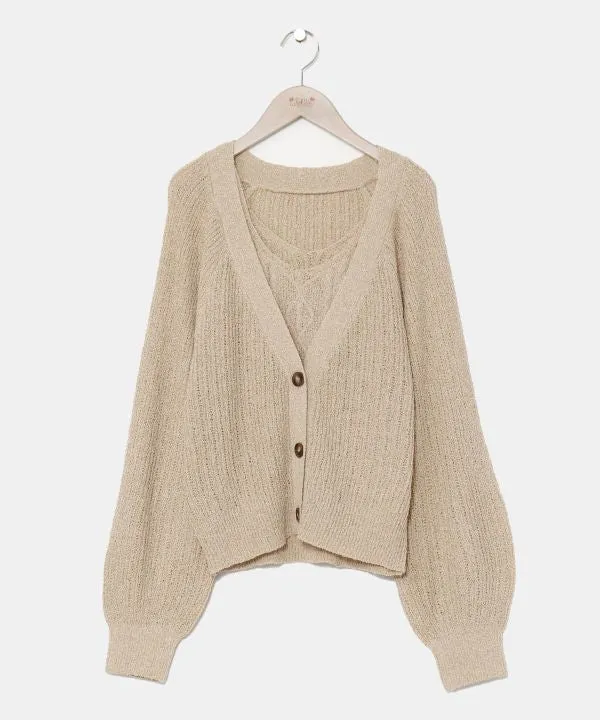 Spring Knit Camisole Tank and Cardigan Set