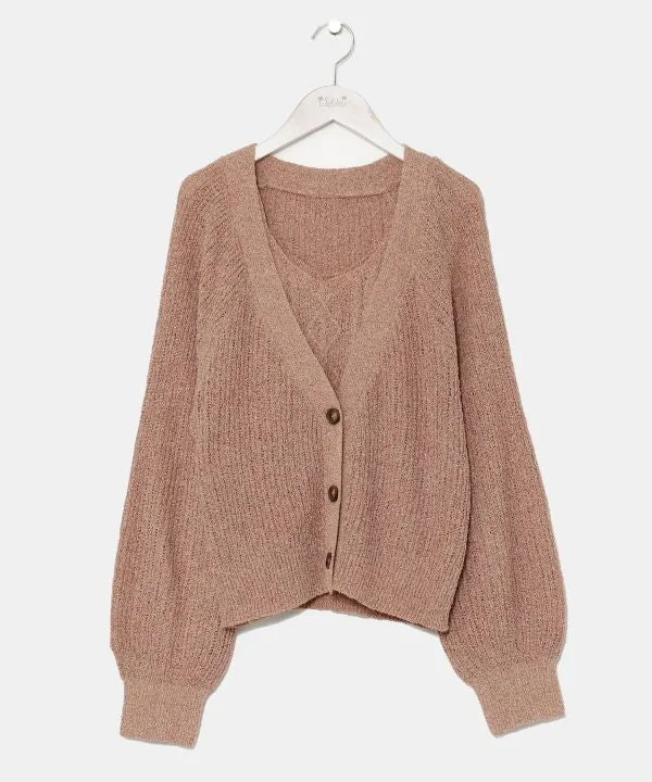 Spring Knit Camisole Tank and Cardigan Set