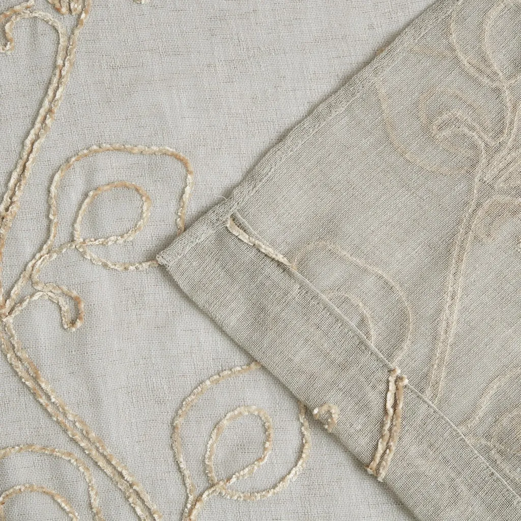 Stella Chenille Embroided Grommet 76" x 84" Window Panel Pair in Linen