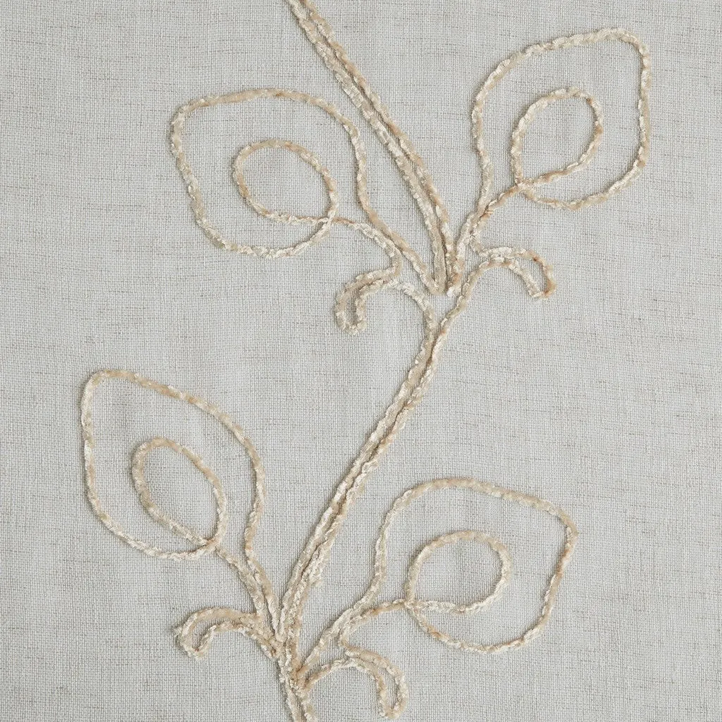 Stella Chenille Embroided Grommet 76" x 84" Window Panel Pair in Linen