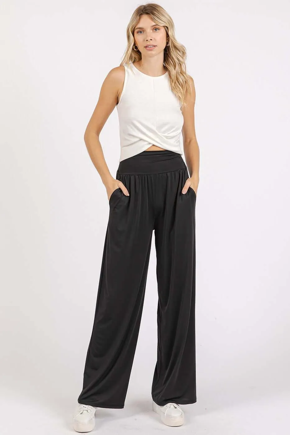 Stretch Wide Leg Pants with Pockets | Flowy & Comfy Fit