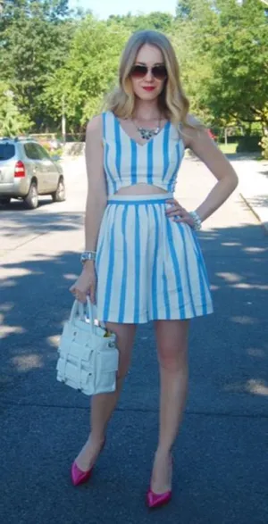 striped cutout dress