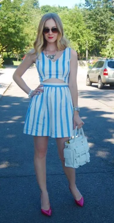 striped cutout dress
