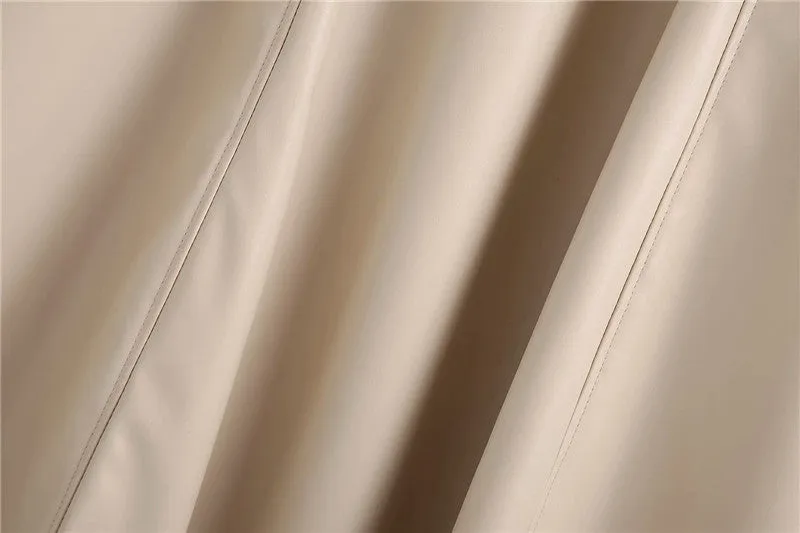 Suspenders Strapless Leather Cream Party Midi Dresses
