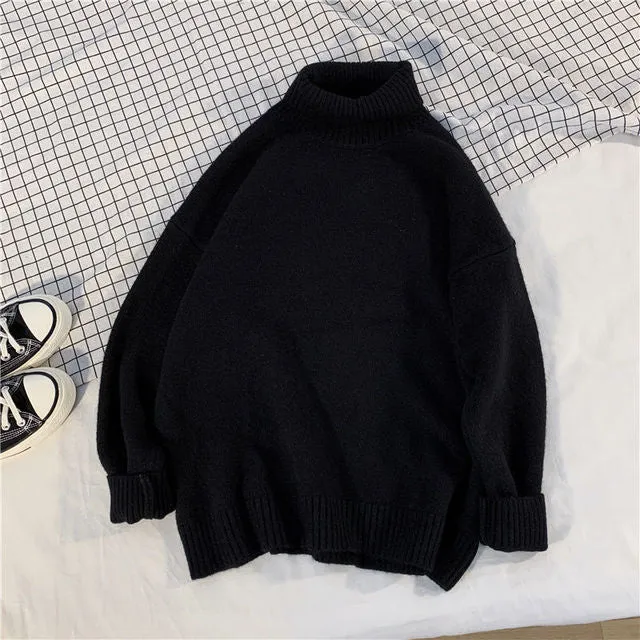 Sweater men loose autumn and winter Japanese retro cartoon Male bottoming shirt pullovers