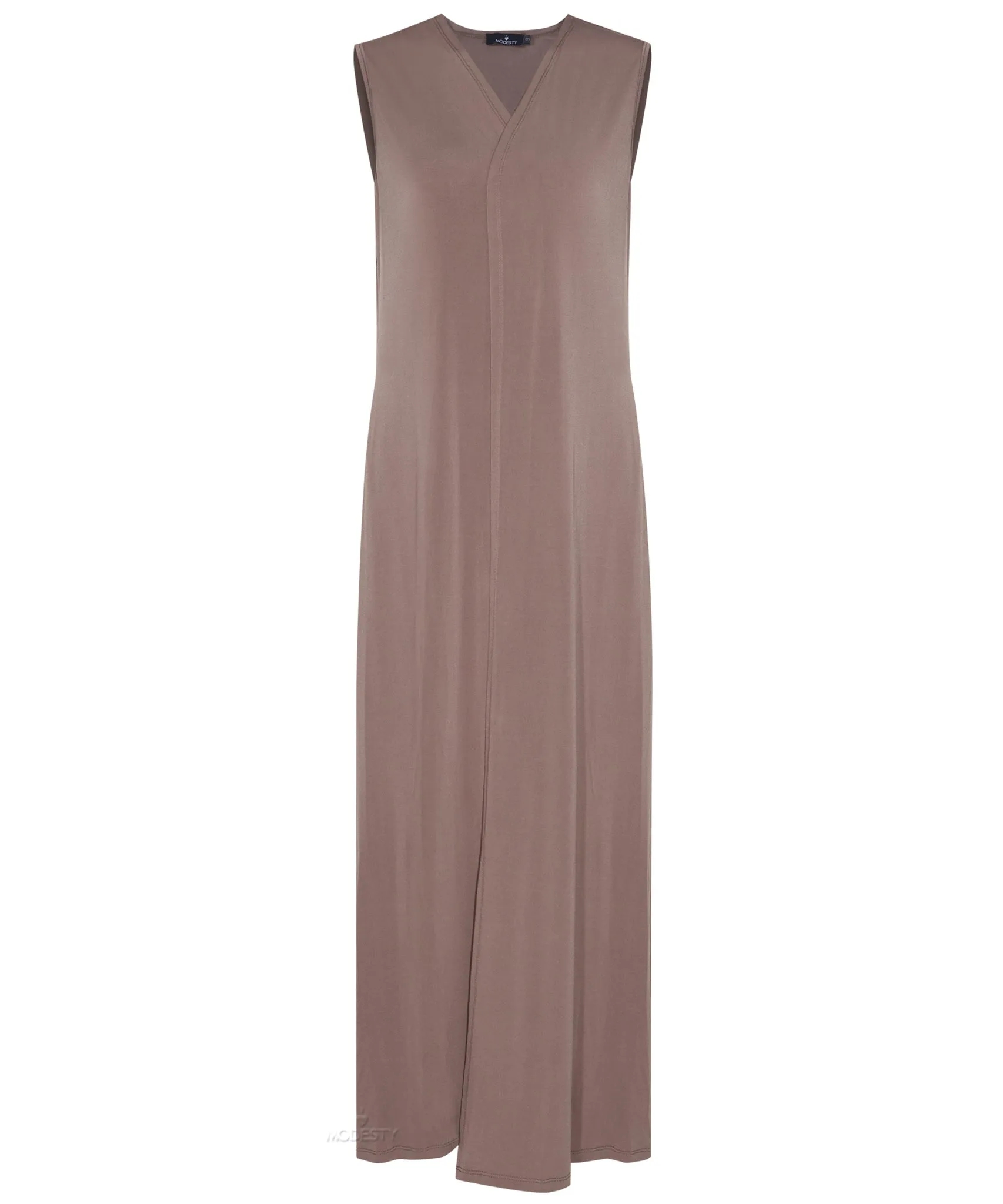Taupe Sleeveless Jersey Cardigan
