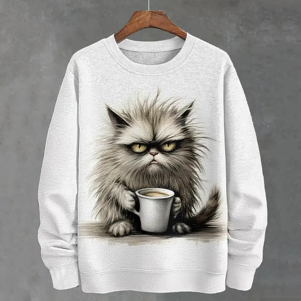 Teacup Cat 3d Print Woman Clothing Funny Women Hoodie Fashions Long Sleeve Pullover Tops Oversized Hoodies For Autumn/Winter