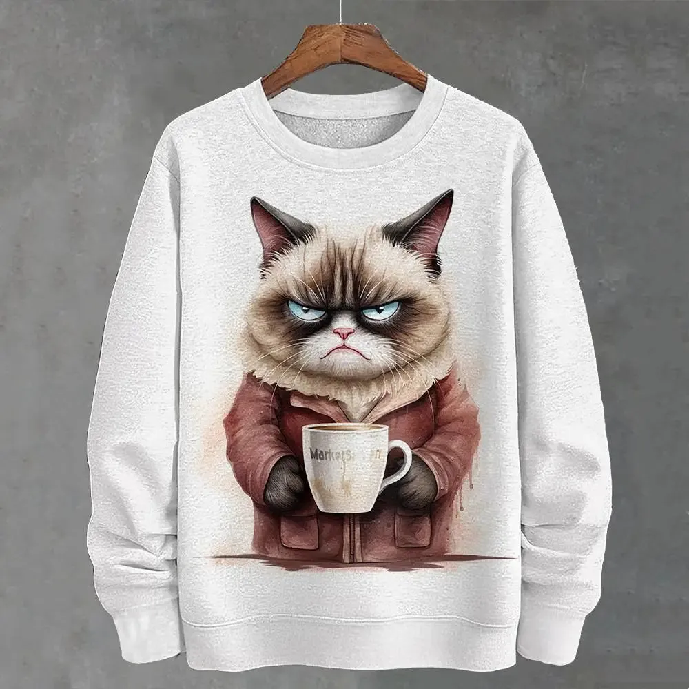 Teacup Cat 3d Print Woman Clothing Funny Women Hoodie Fashions Long Sleeve Pullover Tops Oversized Hoodies For Autumn/Winter