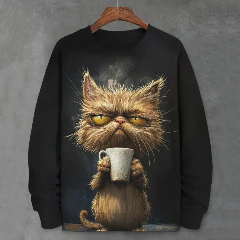 Teacup Cat 3d Print Woman Clothing Funny Women Hoodie Fashions Long Sleeve Pullover Tops Oversized Hoodies For Autumn/Winter