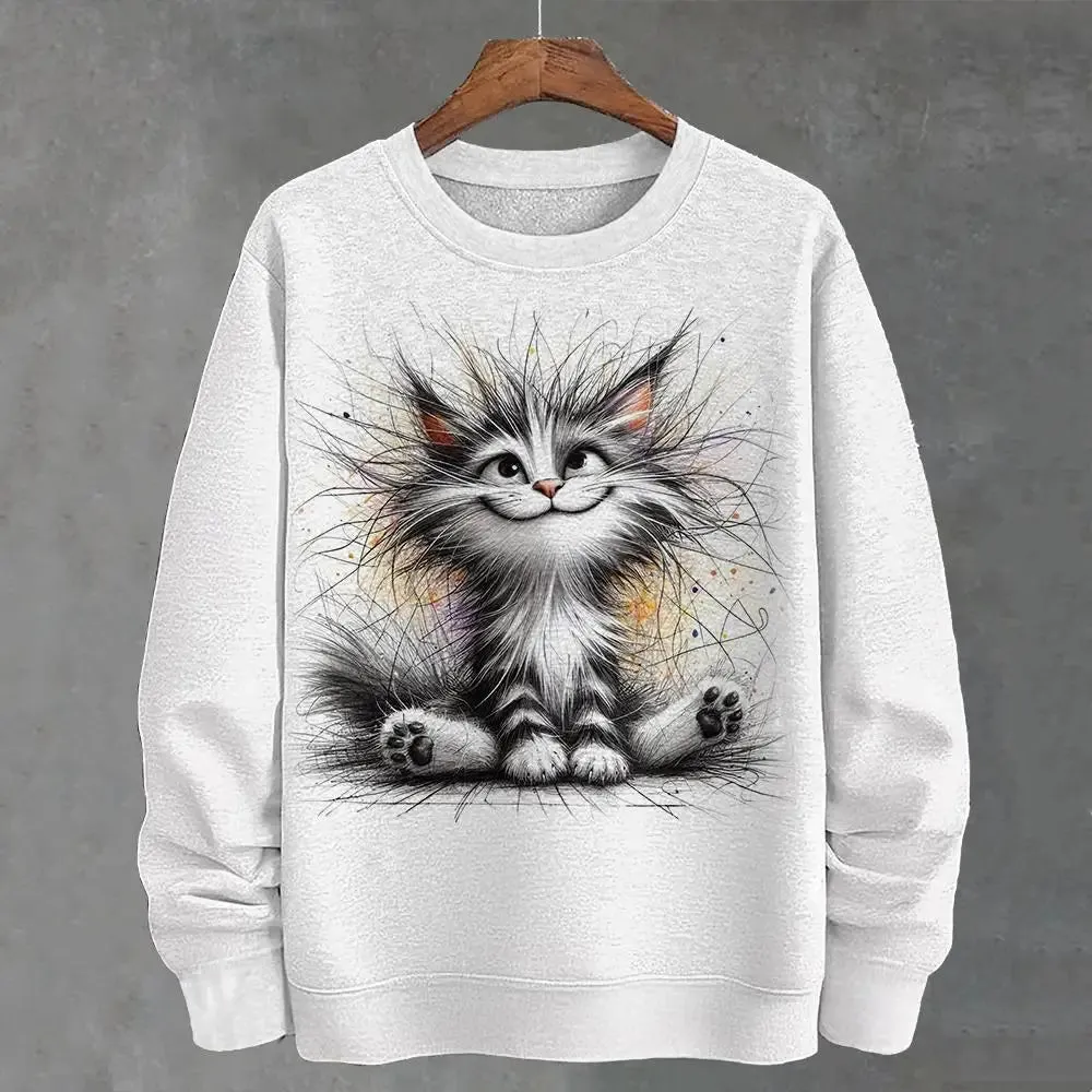 Teacup Cat 3d Print Woman Clothing Funny Women Hoodie Fashions Long Sleeve Pullover Tops Oversized Hoodies For Autumn/Winter