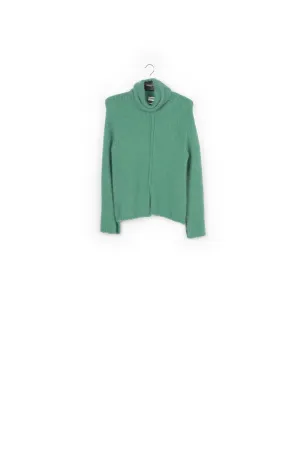 Teal mohair-blend turtleneck sweater
