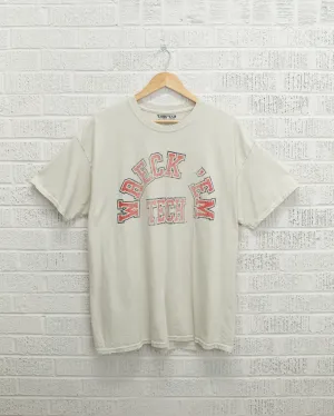Texas Tech Mega Arch Off White Thrifted Tee