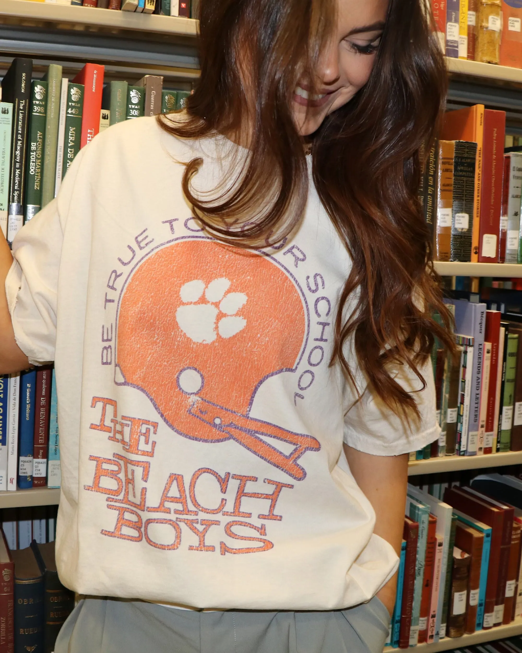 The Beach Boys Clemson True To Your School Off White Thrifted Tee