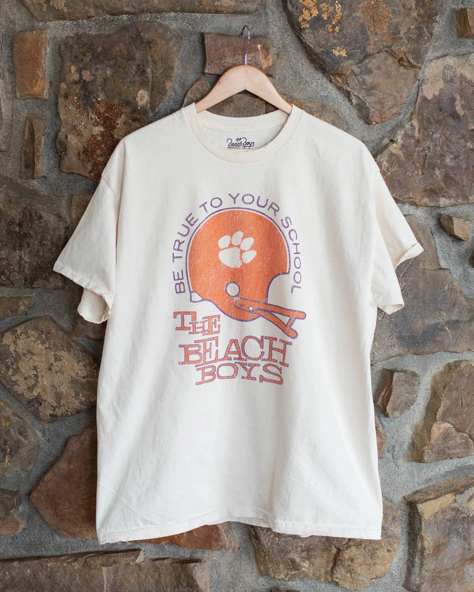 The Beach Boys Clemson True To Your School Off White Thrifted Tee