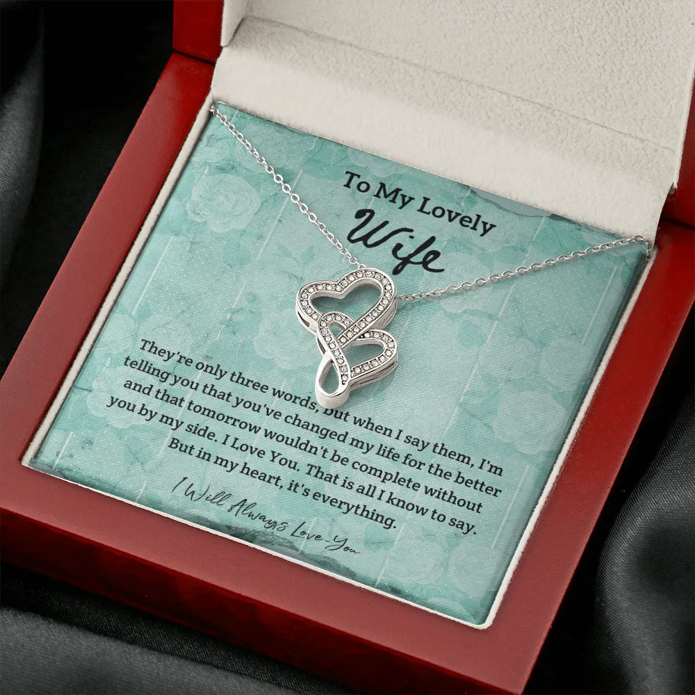 They're Only Three Words - Double Hearts Necklace Message Card