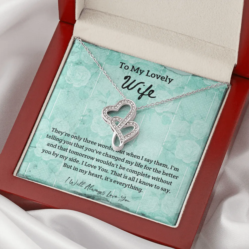 They're Only Three Words - Double Hearts Necklace Message Card