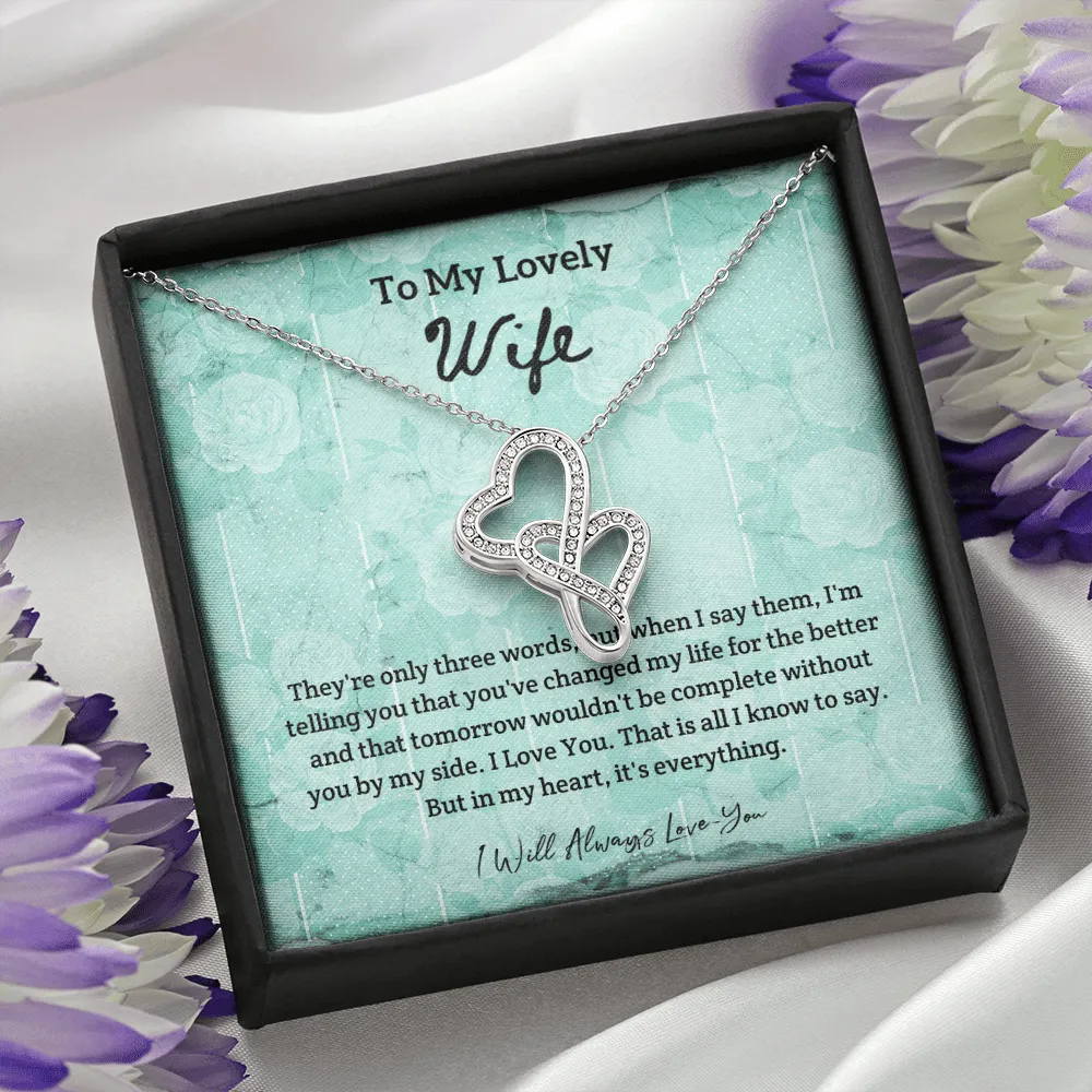 They're Only Three Words - Double Hearts Necklace Message Card