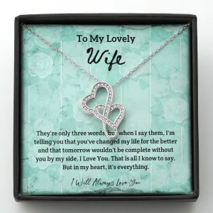 They're Only Three Words - Double Hearts Necklace Message Card