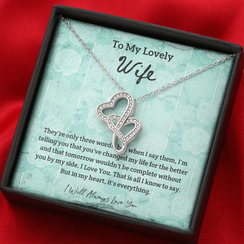 They're Only Three Words - Double Hearts Necklace Message Card