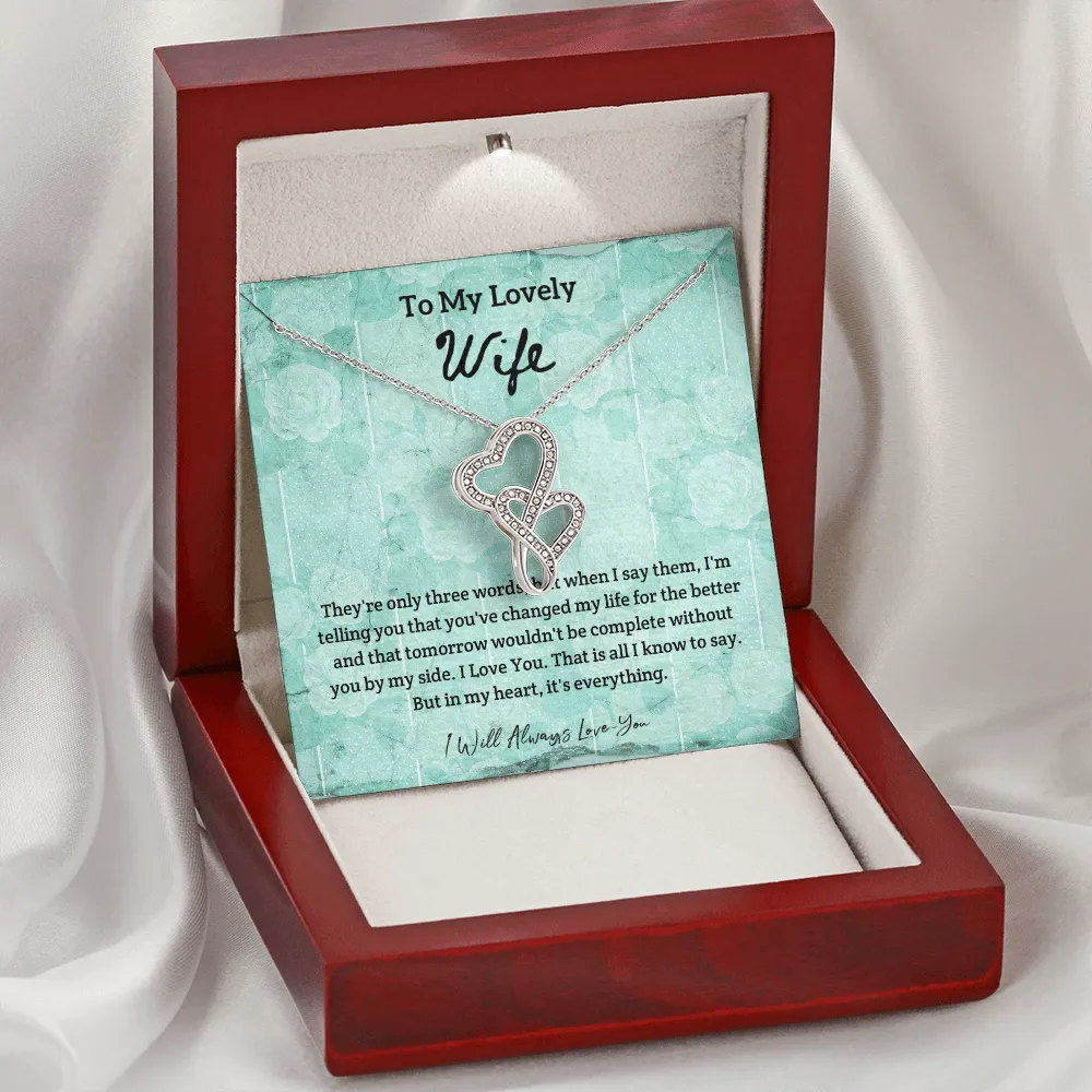 They're Only Three Words - Double Hearts Necklace Message Card