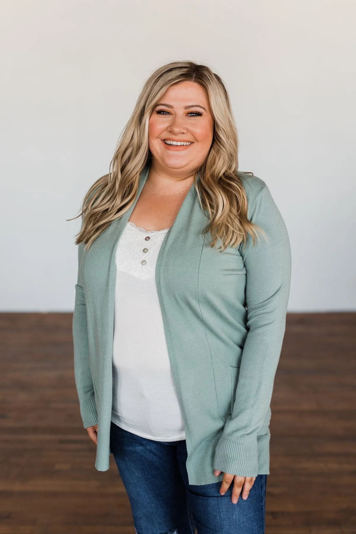 Time To Be Alive Drape Cardigan- Dusty Sage