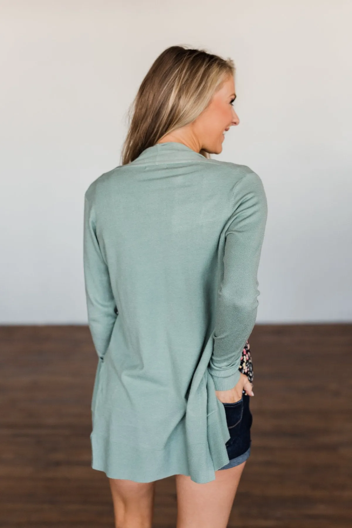 Time To Be Alive Drape Cardigan- Dusty Sage