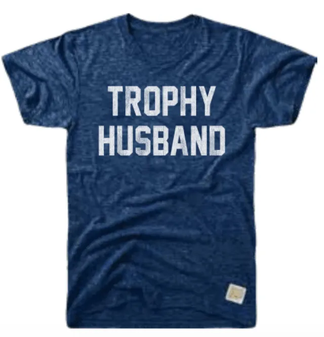 'TROPHY HUSBAND' T-SHIRT (BLUE) - RETRO BRAND