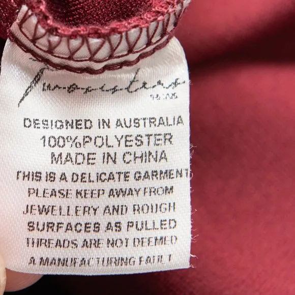 Two Sisters The Label Scarlett Dress Midi V-neck Sleeveless Lace Wine Size 6