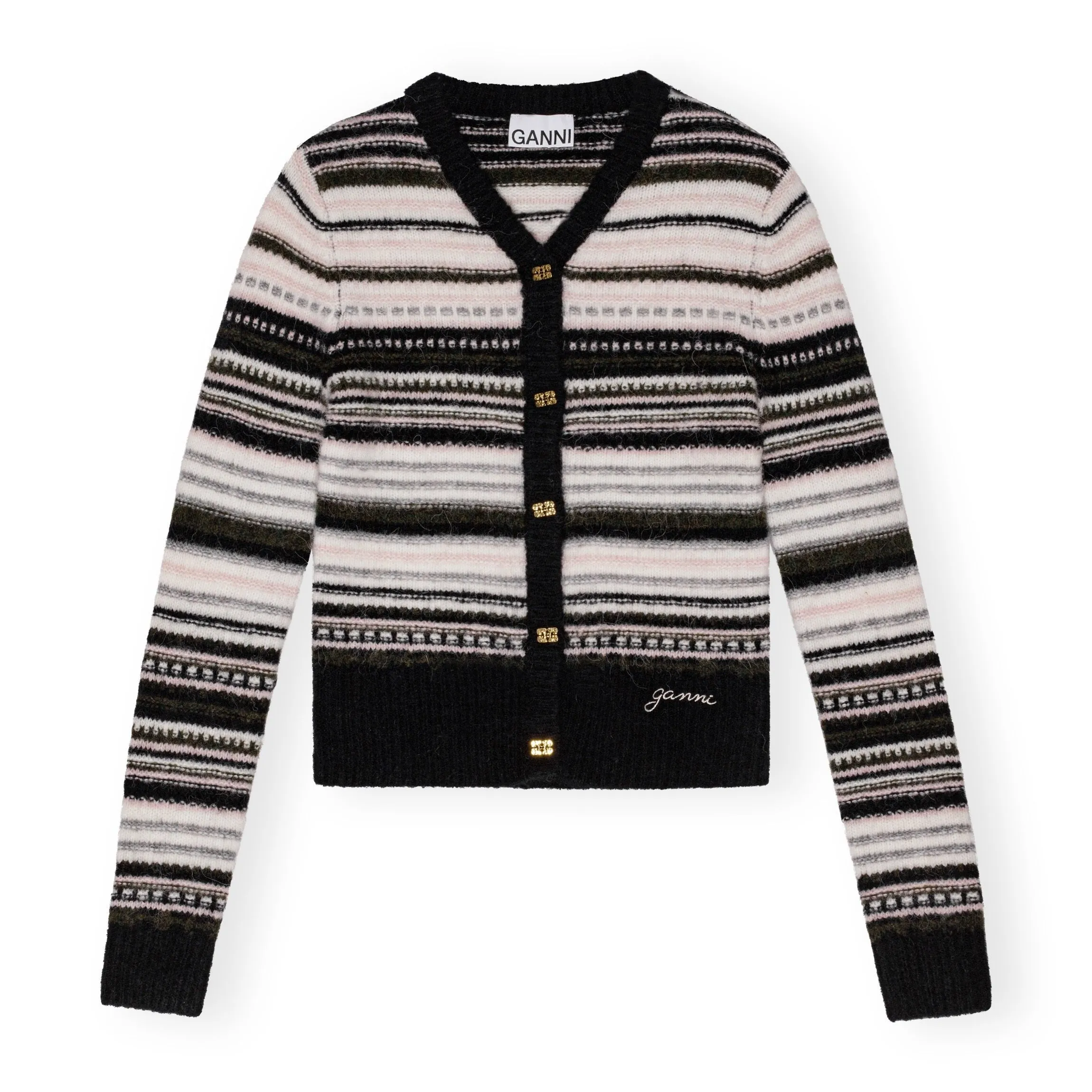 V-NECK STRIPED CARDIGAN
