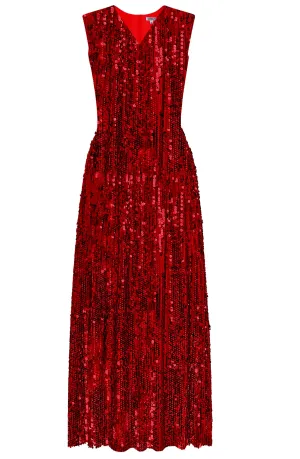 Vangelis Red Midi Sequin Dress - Party Dresses - Cocktail dresses