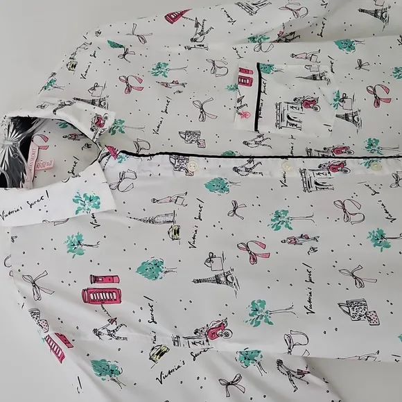 Victoria's Secret New York London Paris print cotton/modal pajama set size small