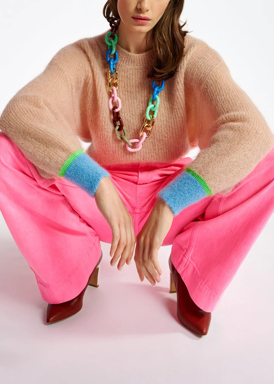 Vintage pink mohair-blend knit