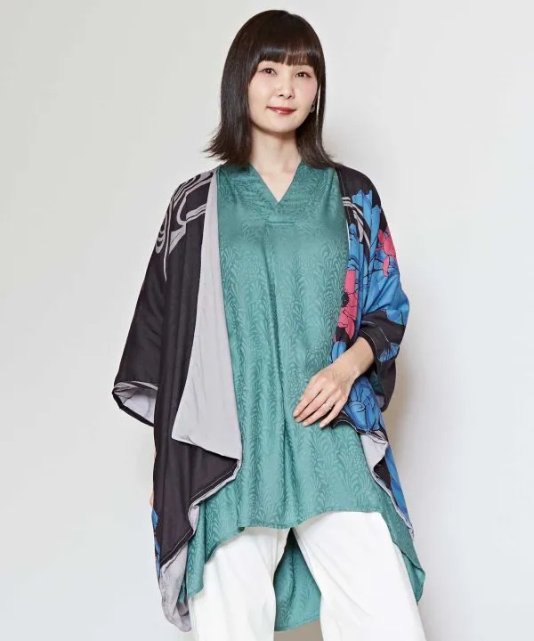 WATARI - Cotton Rose Print Reversible Kimono