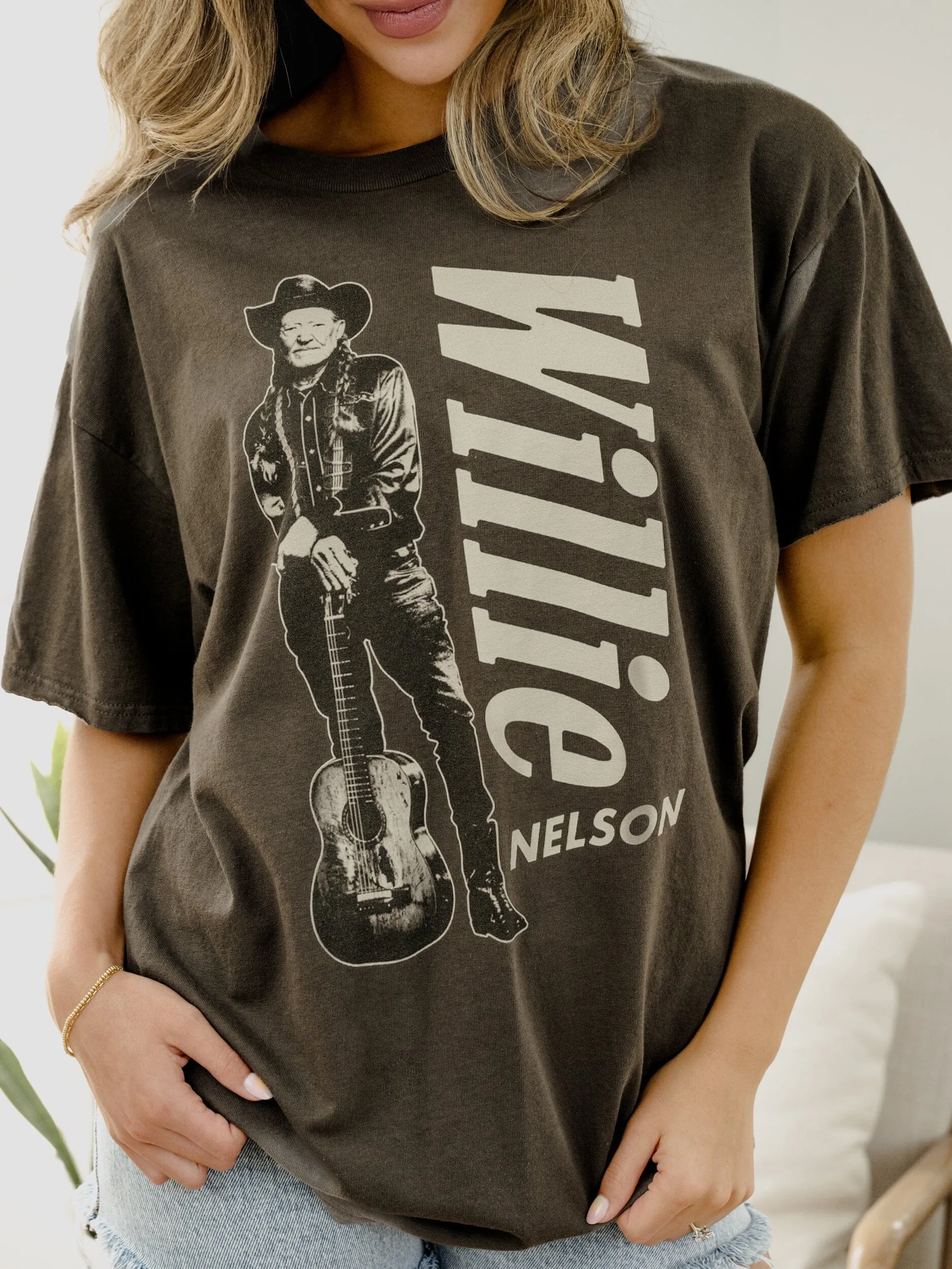 Willie Nelson Stand Charcoal Thrifted Tee (FINAL SALE)