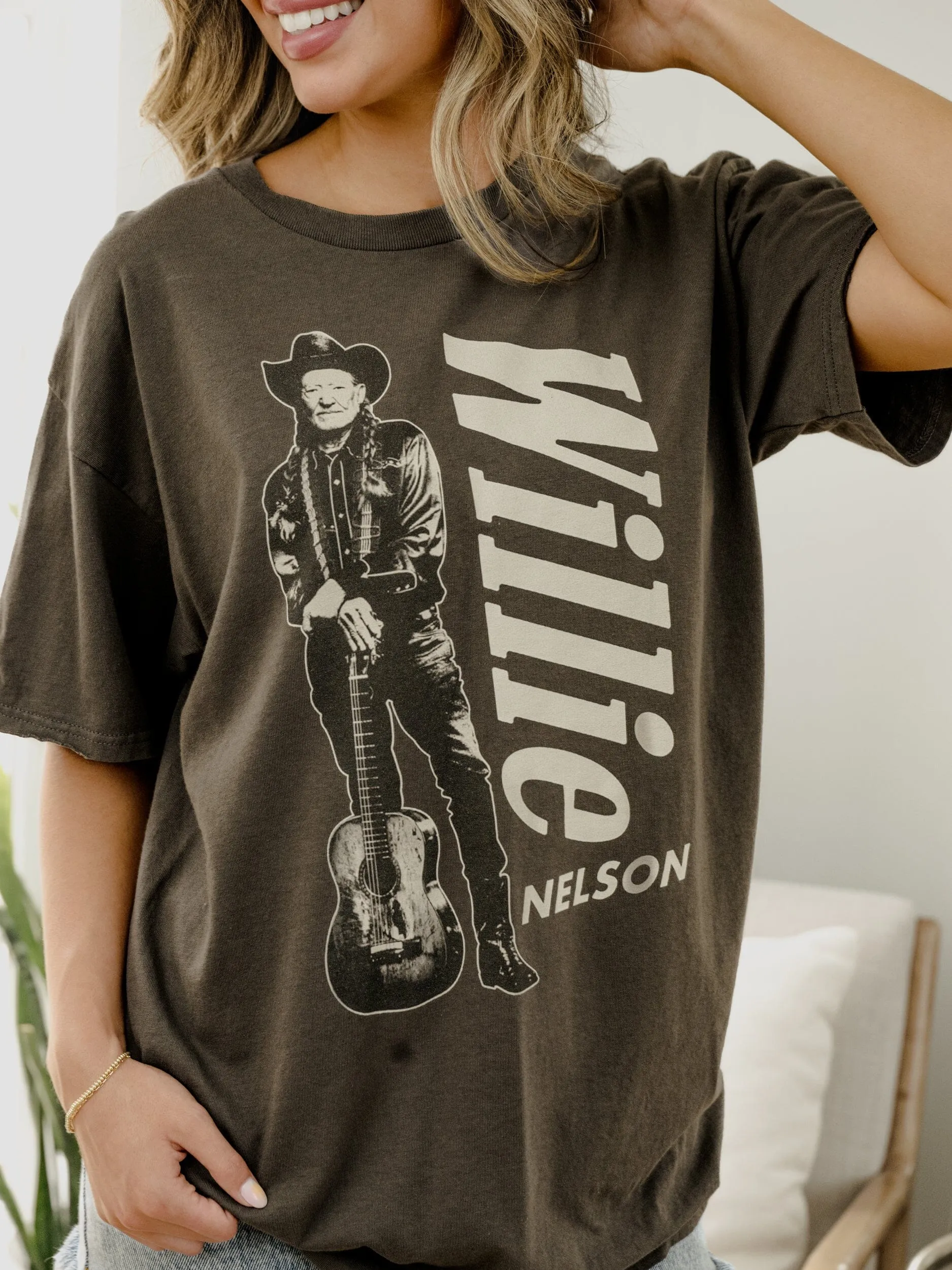 Willie Nelson Stand Charcoal Thrifted Tee (FINAL SALE)