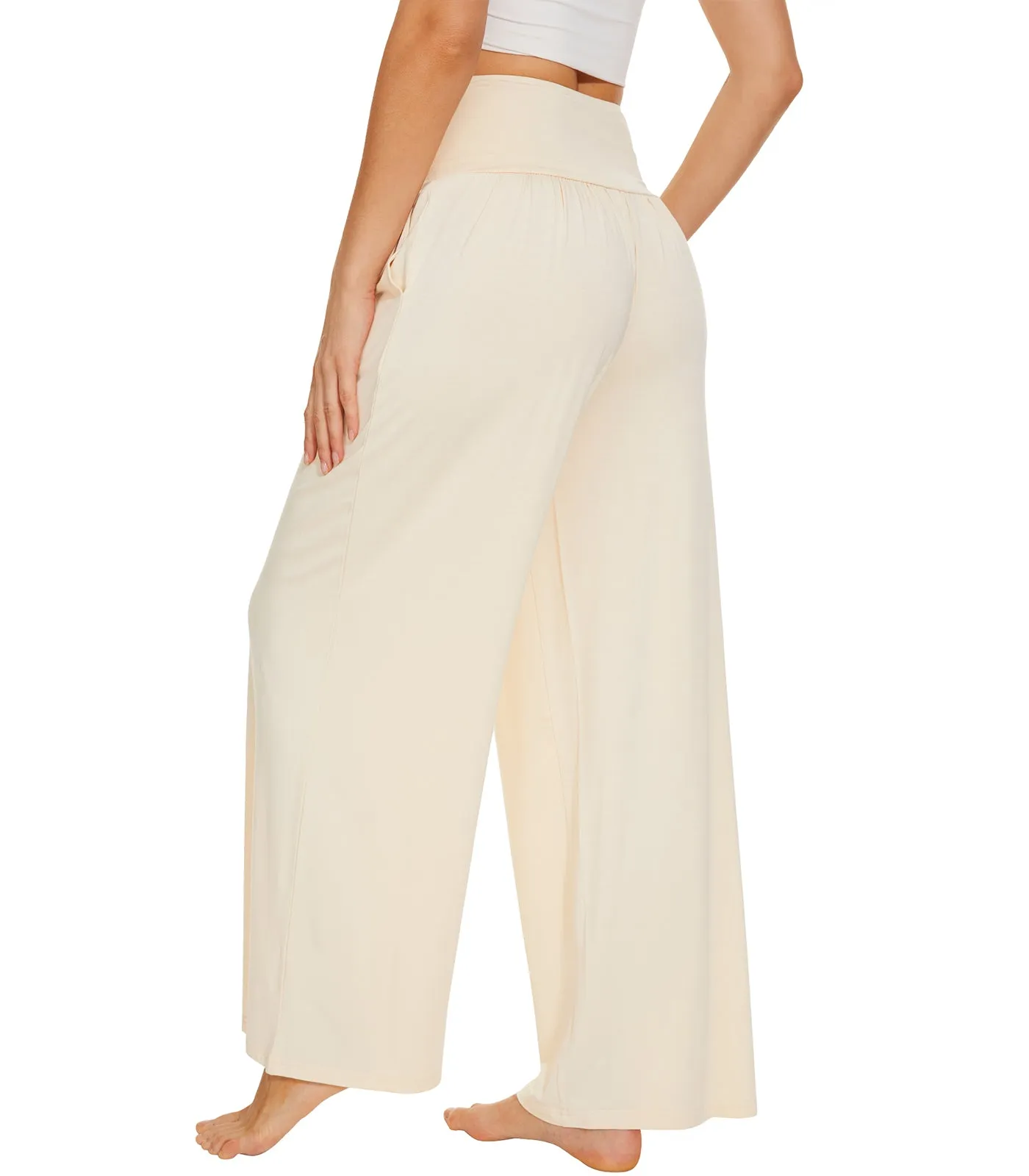 WiWi Womens Bamboo Palazzo Bottoms with Pockets