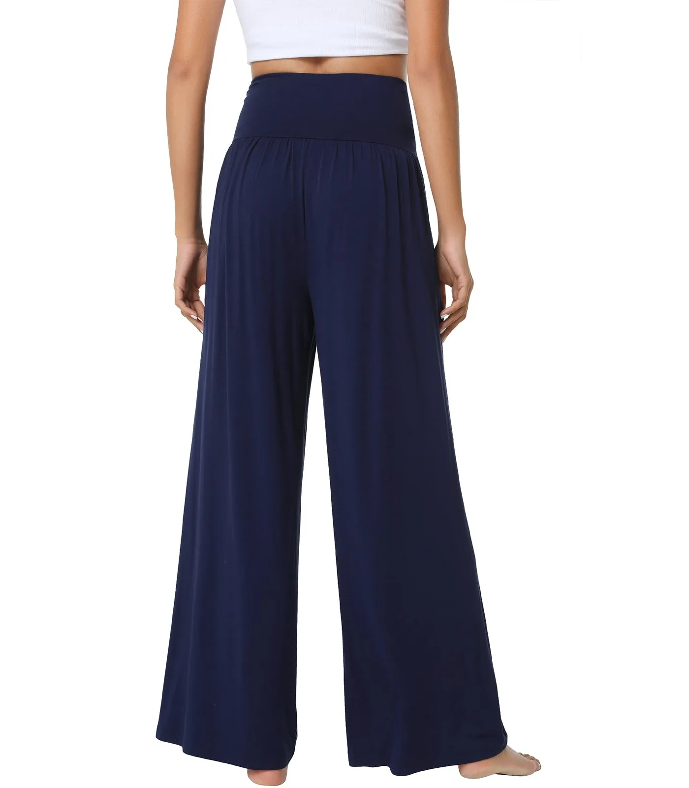 WiWi Womens Bamboo Palazzo Bottoms with Pockets