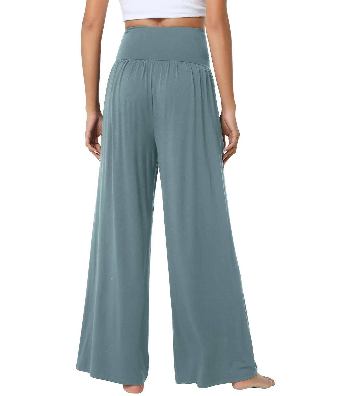 WiWi Womens Bamboo Palazzo Bottoms with Pockets