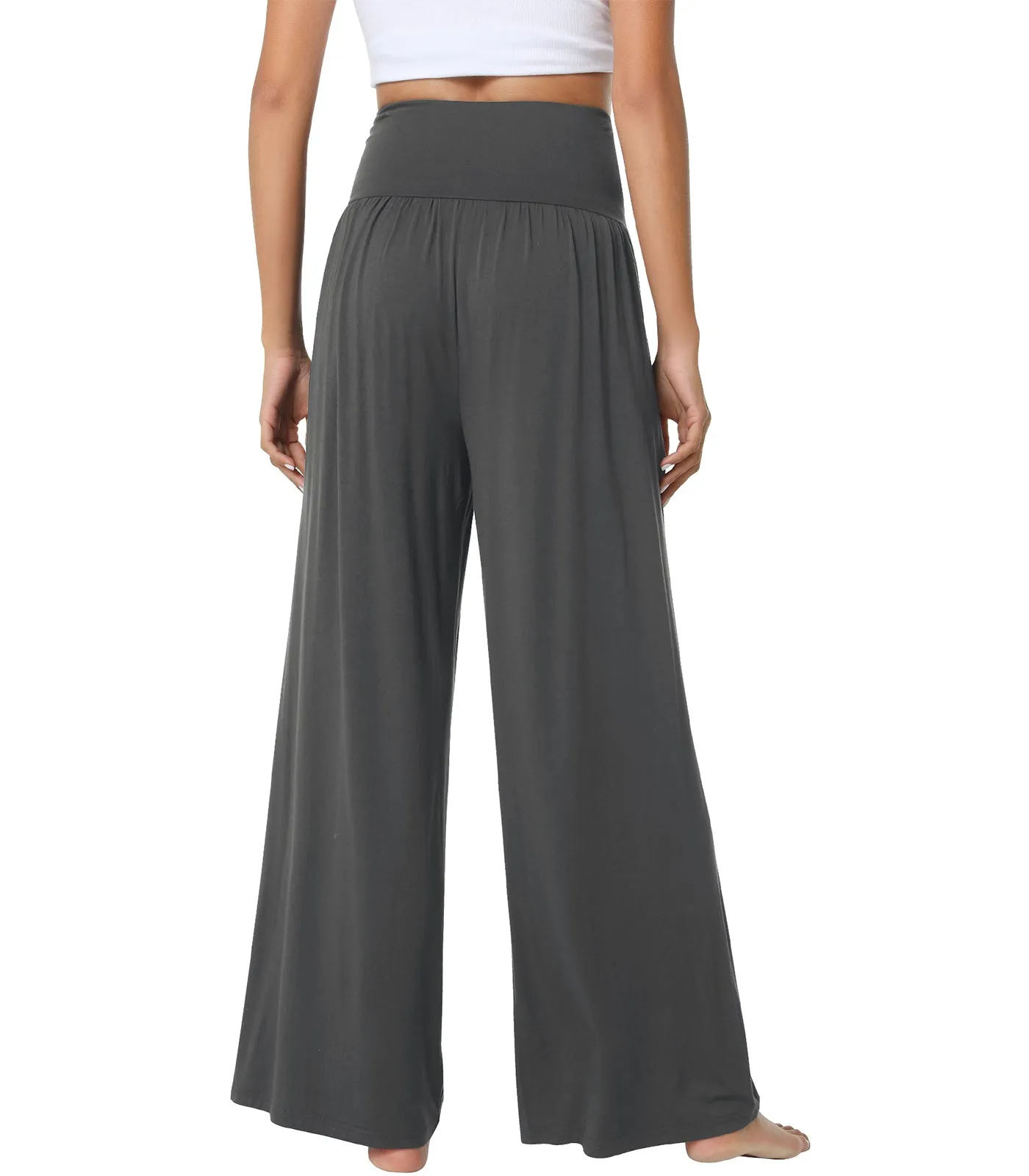 WiWi Womens Bamboo Palazzo Bottoms with Pockets