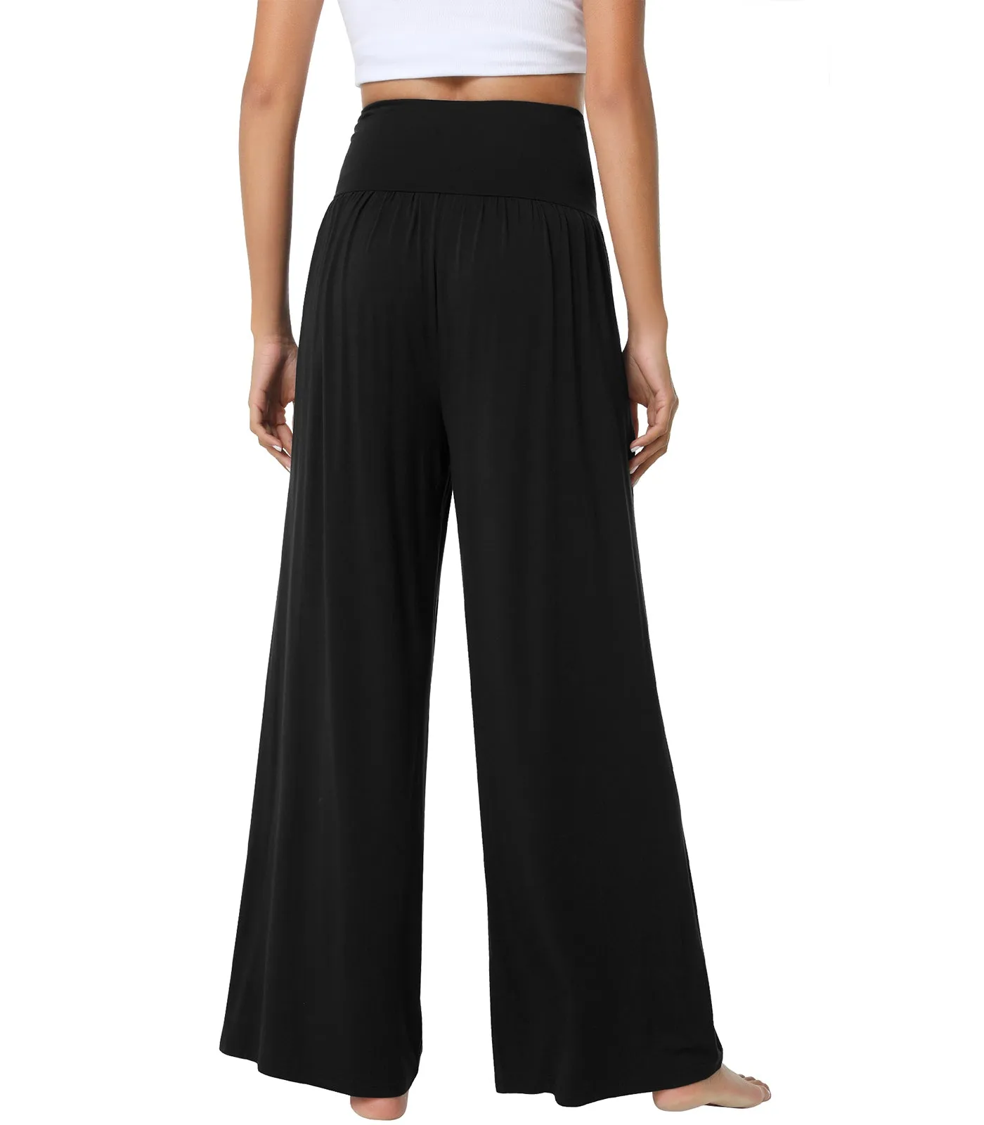 WiWi Womens Bamboo Palazzo Bottoms with Pockets