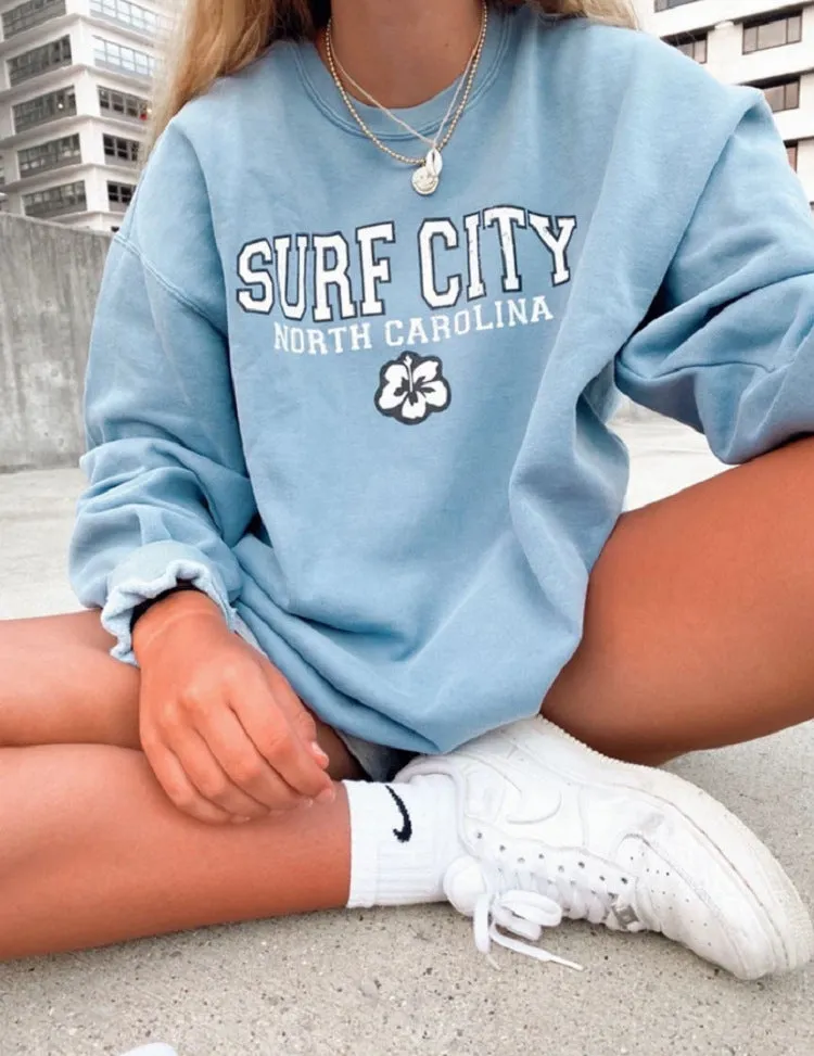 woloong Vintage Letter Print Autumn New Thin Crewneck Sweatshirt Women Fashion Tops Loose Long Sleeve Casual Girl Plus Size French Style