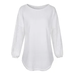 Women Floral Hollow Out Blouse Shirt Plus Size