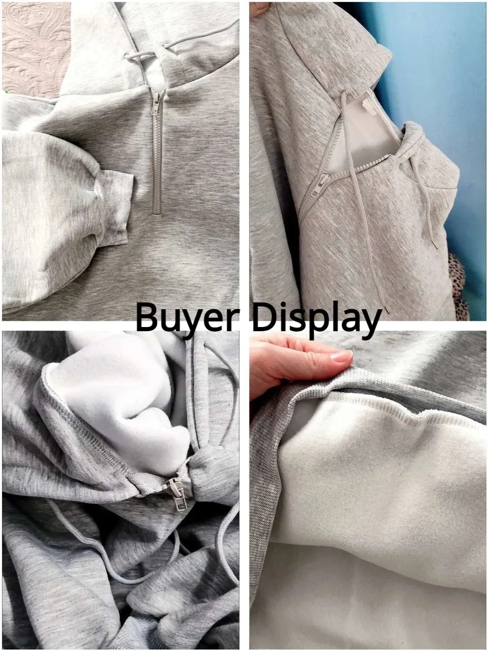 Women Hoodie Loose Oversized Solid Color Half Zip Up Hoodie Sweatshirt Harajuku Female Casual Long Sleeve Pocket Hooded Pullover
