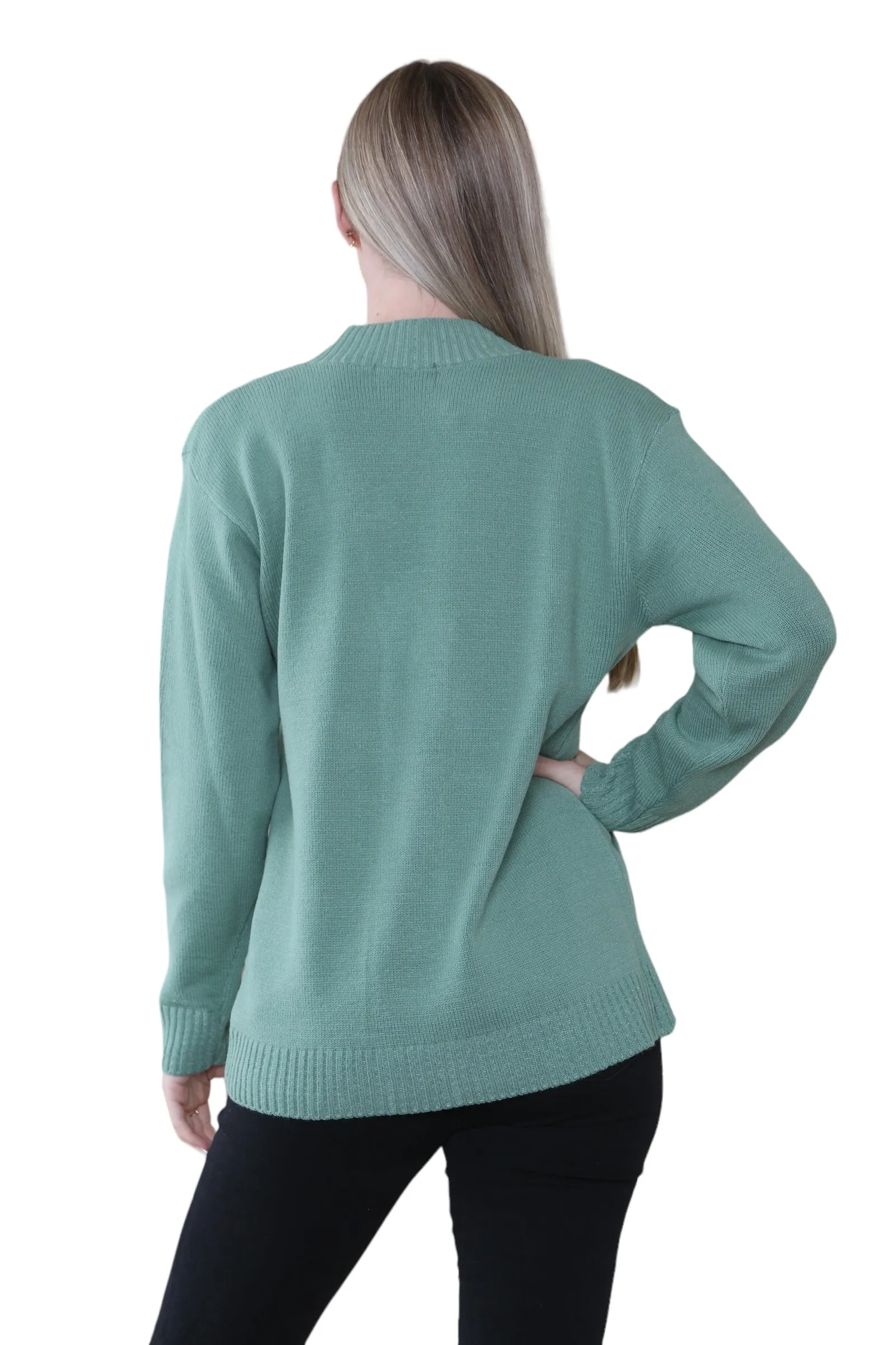 Women Knitted Plain Cardigan