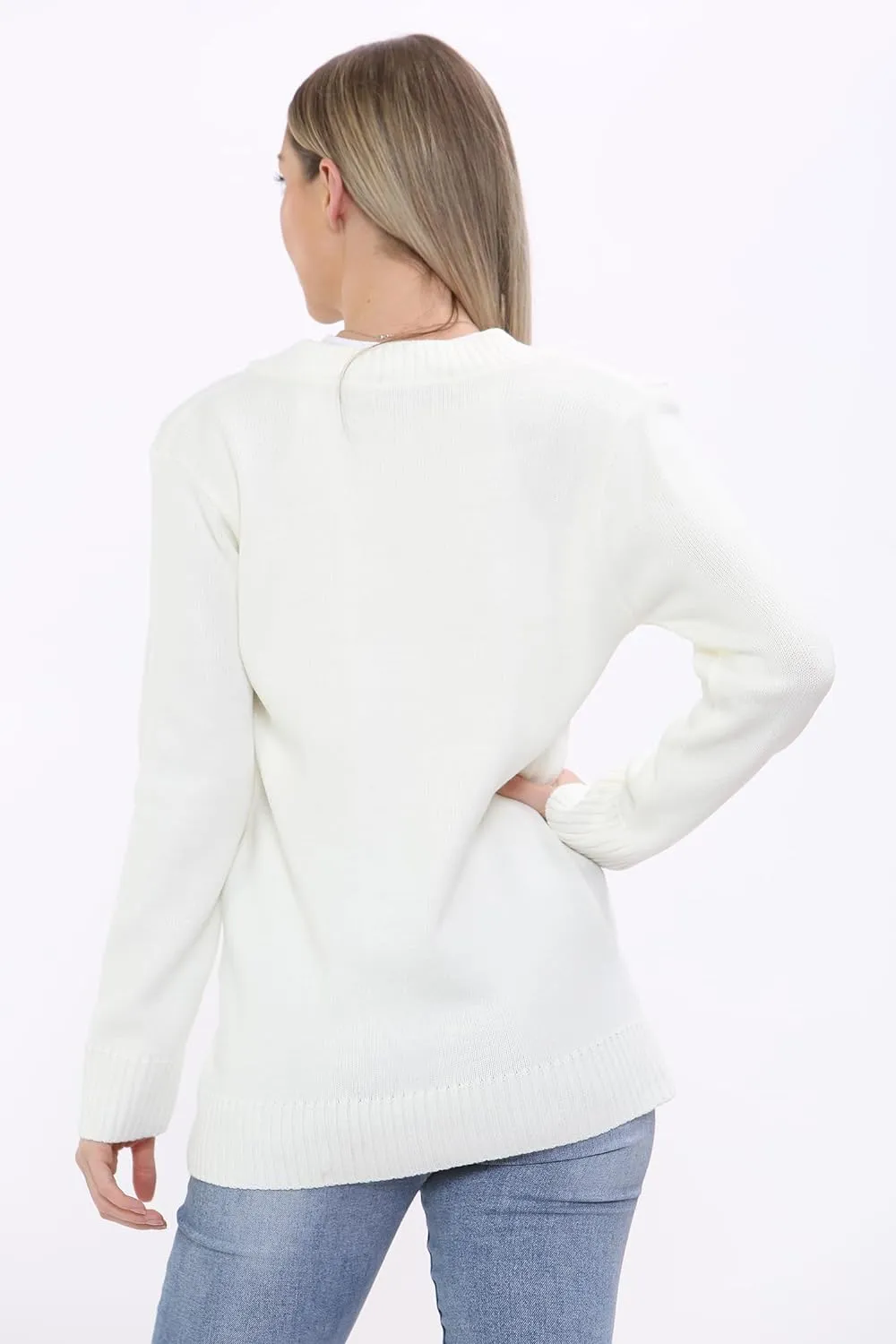 Women Knitted Plain Cardigan