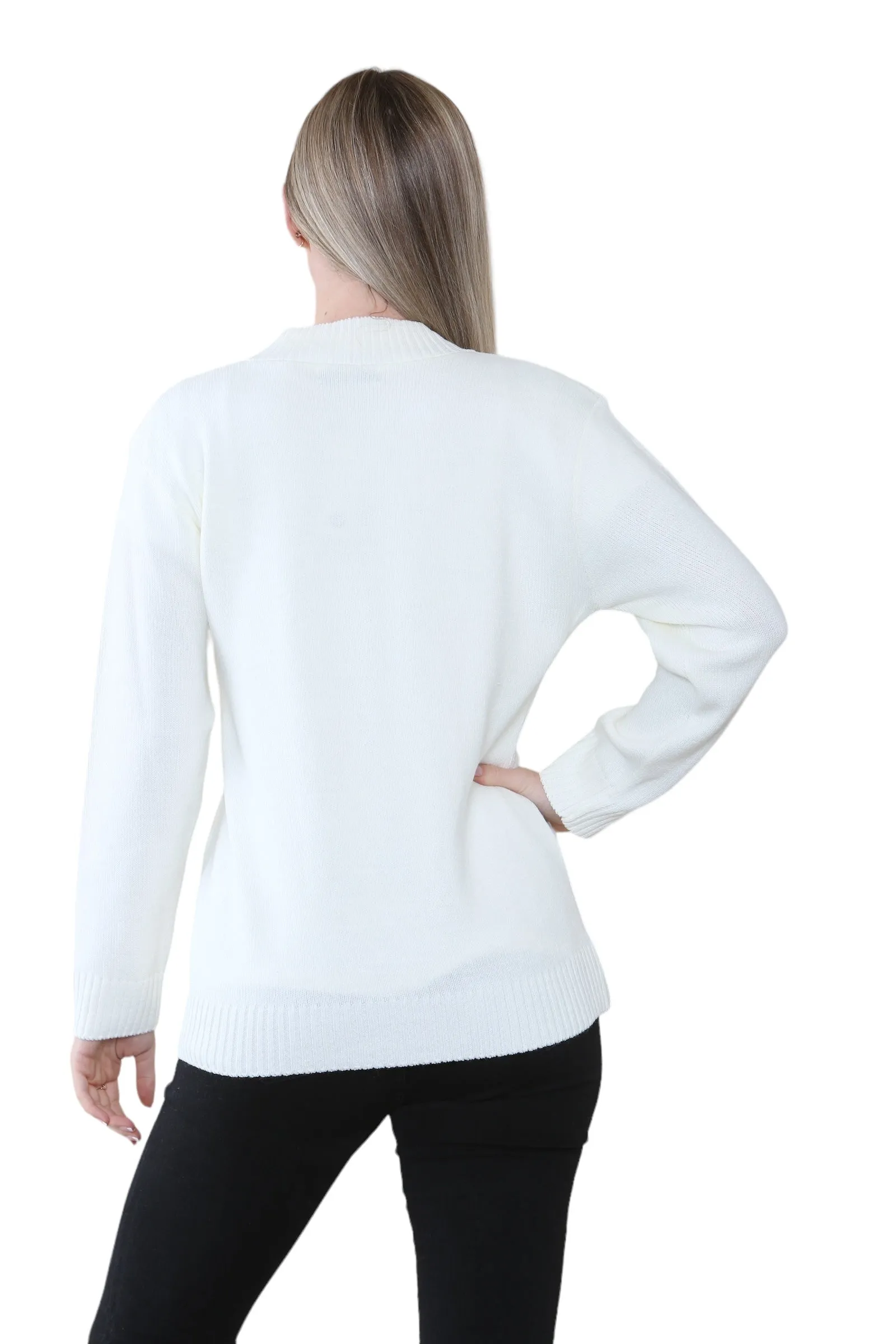 Women Knitted Plain Cardigan