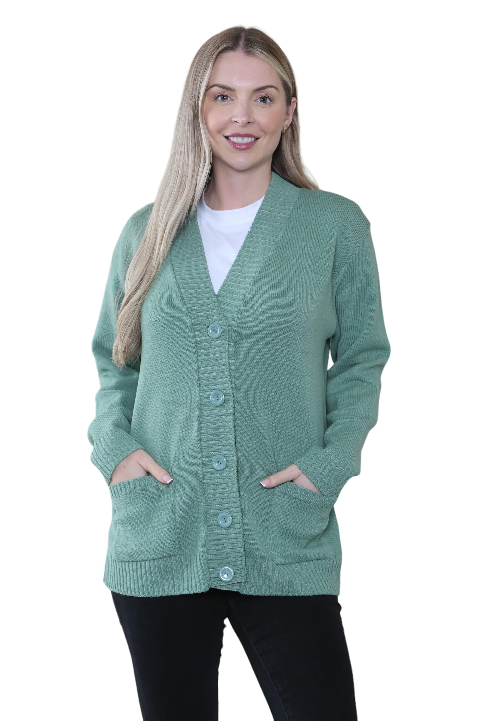 Women Knitted Plain Cardigan